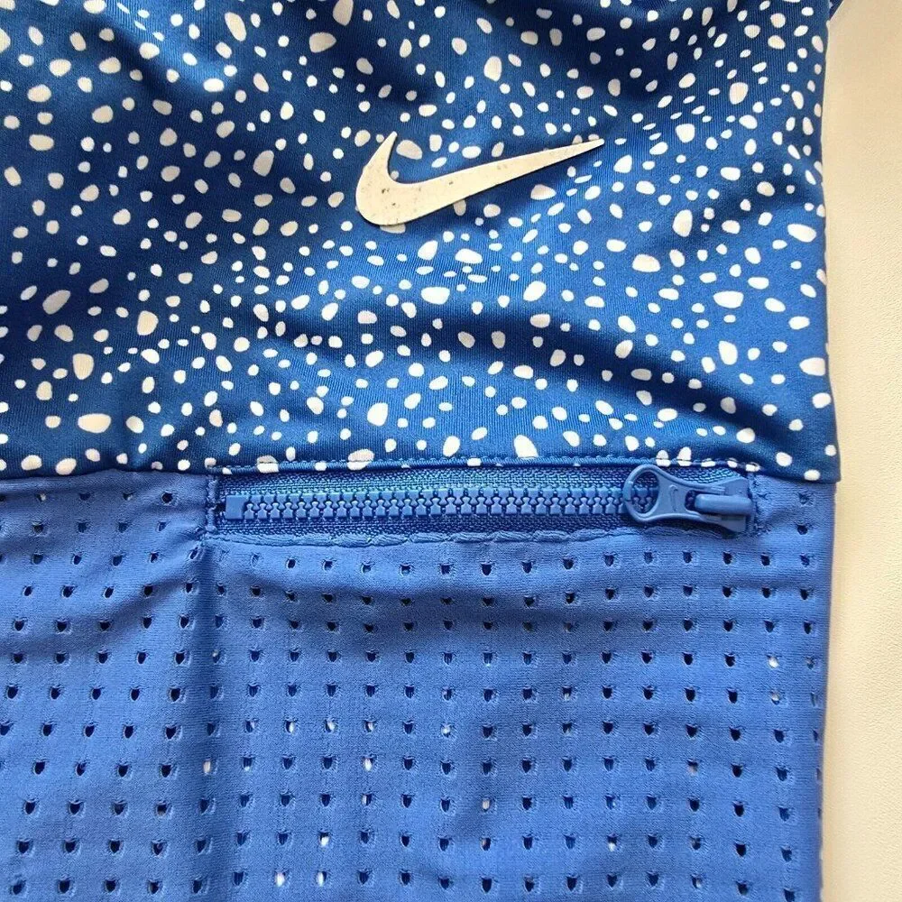 Nike Swim Sz L Water Dots Hydroguard Blue NESSC350 UPF 40+ Rashguard L Sleeve